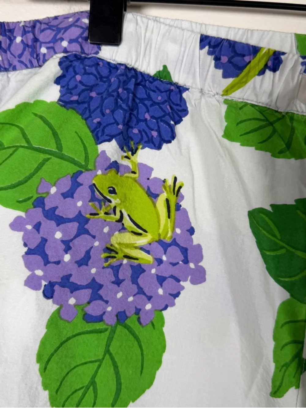 Print Fresh Pajama Pants Wide Leg Crop Hydrangea Hideout Size XL Cotton Frogs - Picture 5 of 7